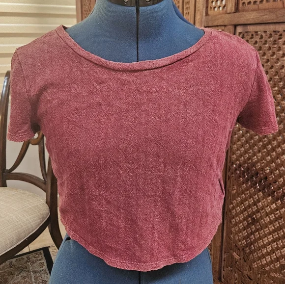 Silence + Noise Pink Crop T-Shirt Short Sleeve - Picture 1 of 3